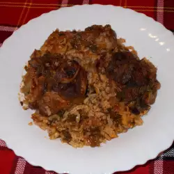 Агнешко бутче с лапад и ориз на фурна