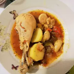Пилешка манджа с картофи, гъби и лук