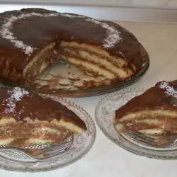 Торта с банани и течен шоколад