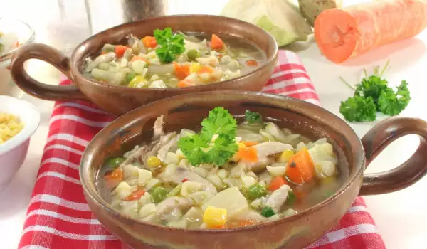 Пилешка супа със зеленчуци и паста