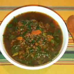 Градинска супа с два вида леща, лапад и киселец