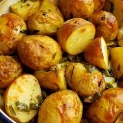 Пресни картофи с лук на фурна