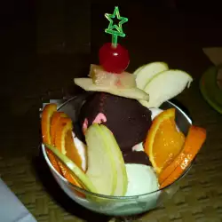 Десерт с ябълки и портокали