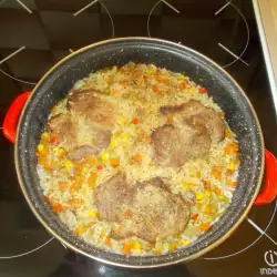 Ориз с гъби и свински пържоли под капак
