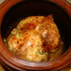 Печено пиле с хлебна плънка