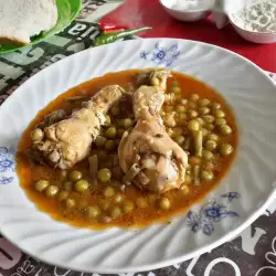 Пилешко с грах и зелен фасул