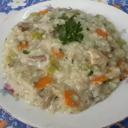 Варено патешко месо с ориз и зеленчуци