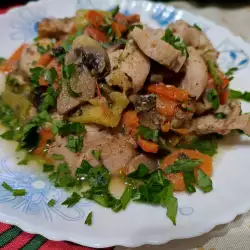Пиле на тиган със зеленчуци