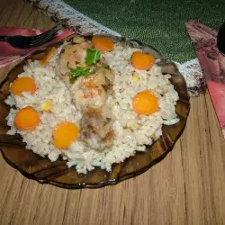 Пиле с ориз, царевица и моркови