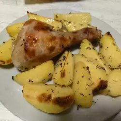 Пилешки бутчета с картофи и бяло вино