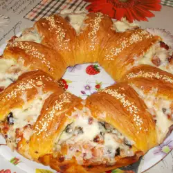 Питка-пица с моцарела и жарено месо
