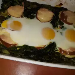 Яйца, запечени в гнездо от спанак