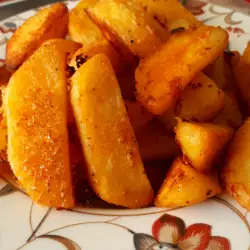 Печени картофи с пилешки бульон