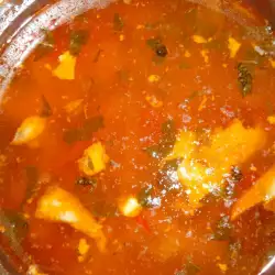 Супа с пилешки бутчета, краставица и тученица