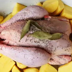 Печено пиле с гъби