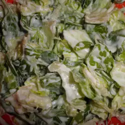 Смесена зелена салата с кисело мляко и синьо сирене
