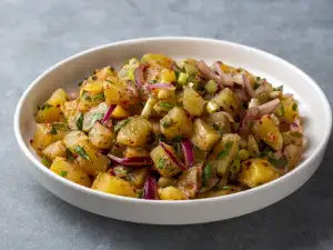 Картофена салата с два вида лук