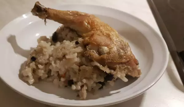 Пилешки бутчета с ориз и гъби