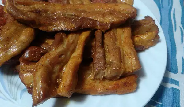 Крехки свински гърди на фурна с мед и горчица