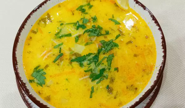 Застроена супа със салам и картофи