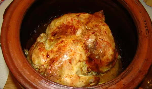 Печено пиле с хлебна плънка