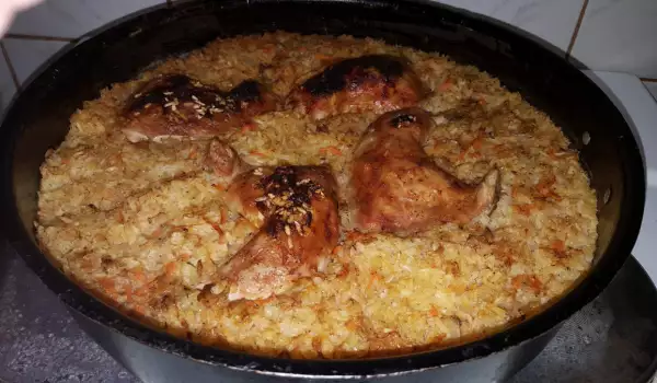 Пиле с ориз в тава