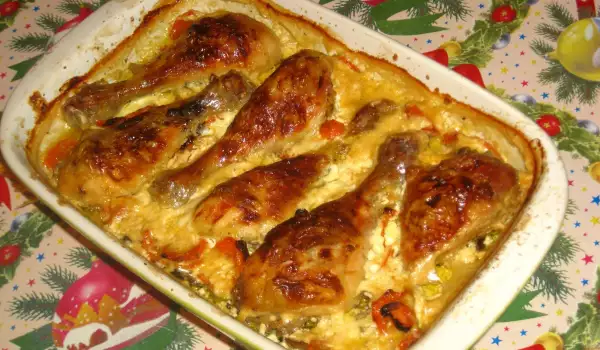Пилешки кълки със сметана и топено сирене