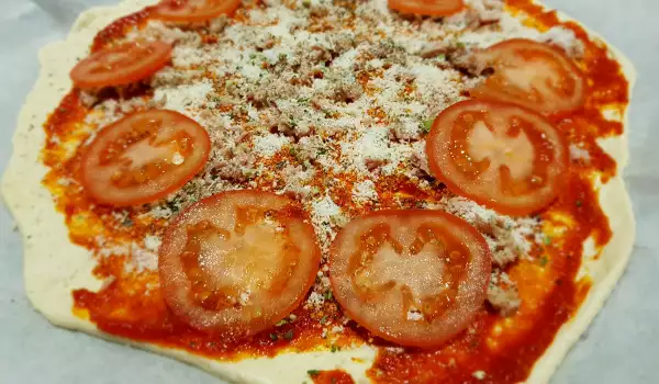 Пица с моцарела, риба тон и доматки