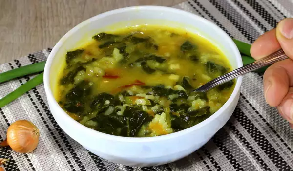 Застроена супа с ориз и спанак