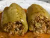 Пълнени чушки с ориз и корени за супа